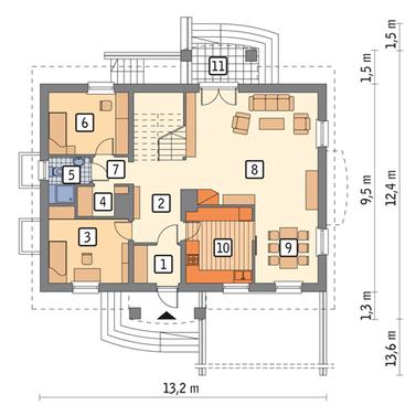 RZUT PARTERU POW. 98,4 m²