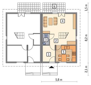 RZUT PARTERU POW. 33,7 m²